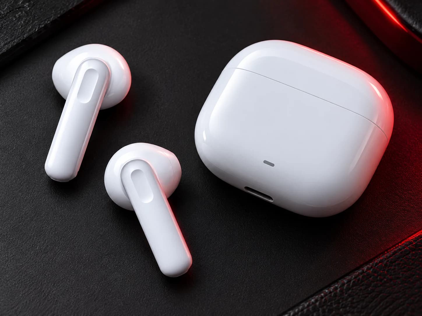 Vue du dessus des écouteurs et du boîtier Huawei FreeBuds SE 2